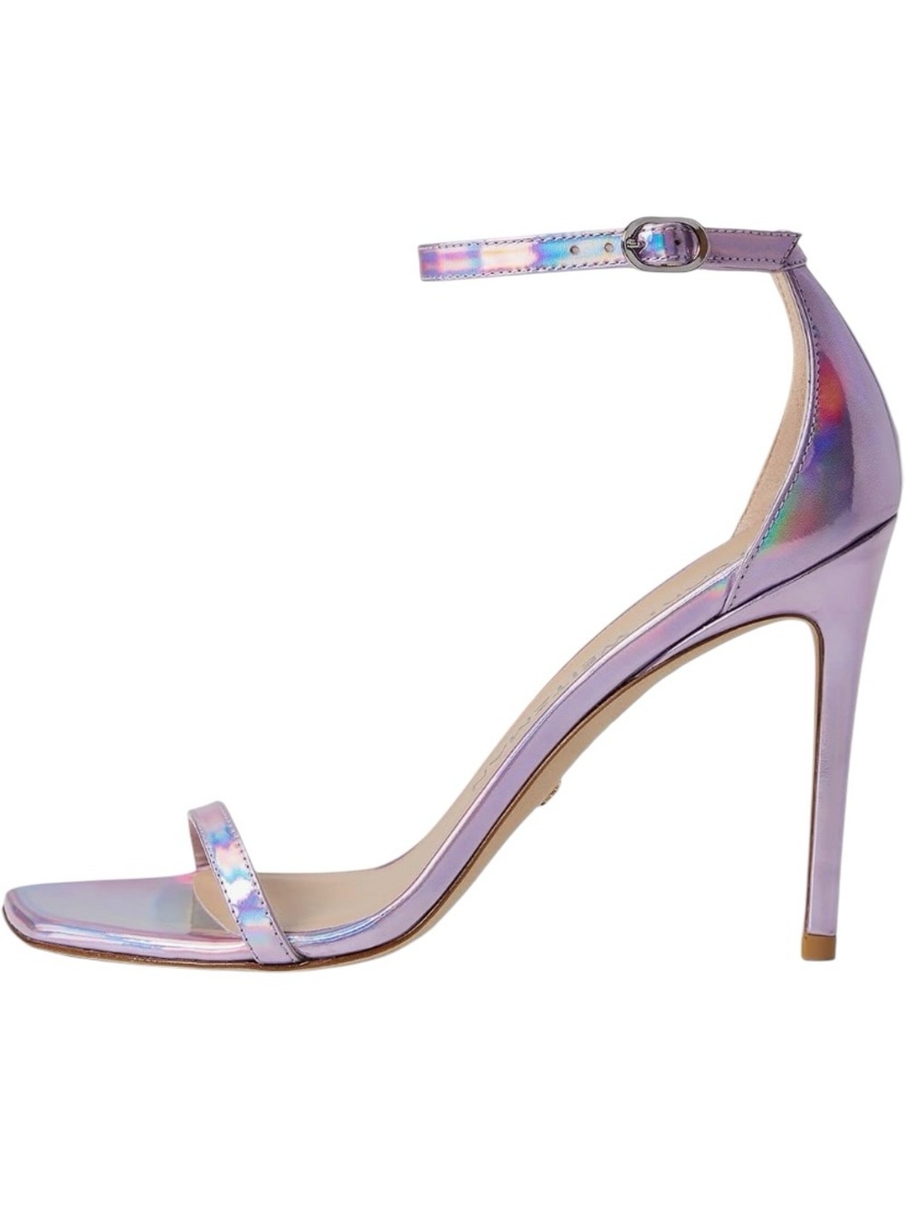STUART WEITZMAN Sandal NEW Nudist Curve 100 Iridescent 4.5” Stiletto Purple 10